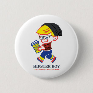 Hipster Junge - Parodie-Illustration Button