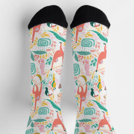 Hipster Jungle Happy Animal in hellen Farben Socken