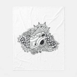 Hipster-Kamera-Gekritzel Fleecedecke