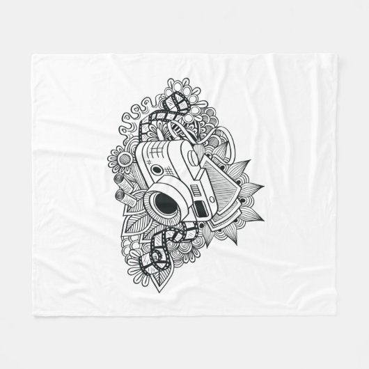 Hipster-Kamera-Gekritzel Fleecedecke (Vorderseite (Horizontal))