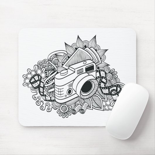 Hipster-Kamera-Gekritzel Mousepad (Mit Mouse)