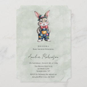 Hipster-Kaninchen-Junge-Baby-Party  Einladung