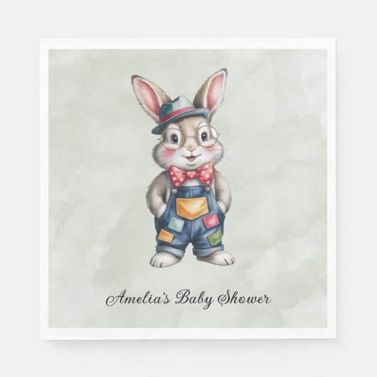 Hipster-Kaninchen-Junge-Baby-Party Serviette (Vorderseite)