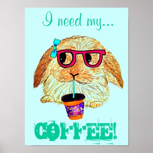 Hipster-Kaninchen mit Kaffee Poster (Vorne)
