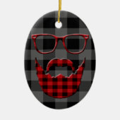 Hipster-karierter Bart Keramik Ornament (Vorne)