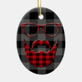 Hipster-karierter Bart Keramik Ornament (Hinten)