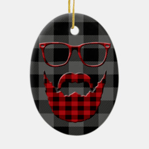 Hipster-karierter Bart Keramik Ornament