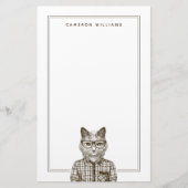 Hipster-Katze | addieren Ihren Namen Briefpapier (Vorderseite)