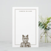Hipster-Katze | addieren Ihren Namen Briefpapier (Stehend Vorderseite)