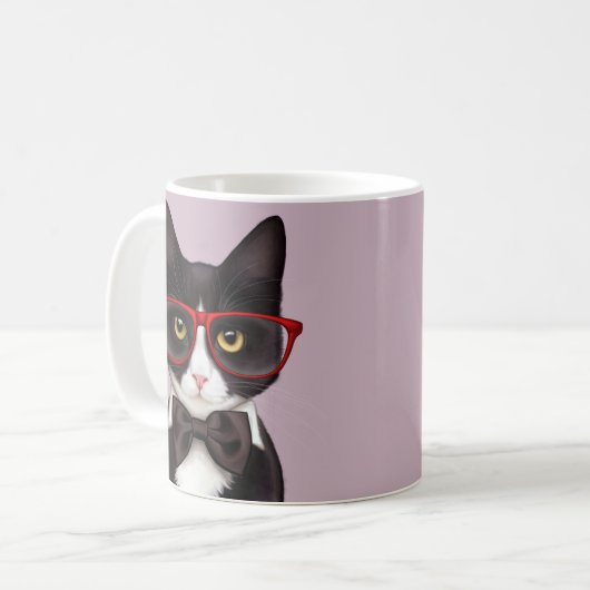 Hipster-Katze Kaffeetasse (Vorderseite Links)