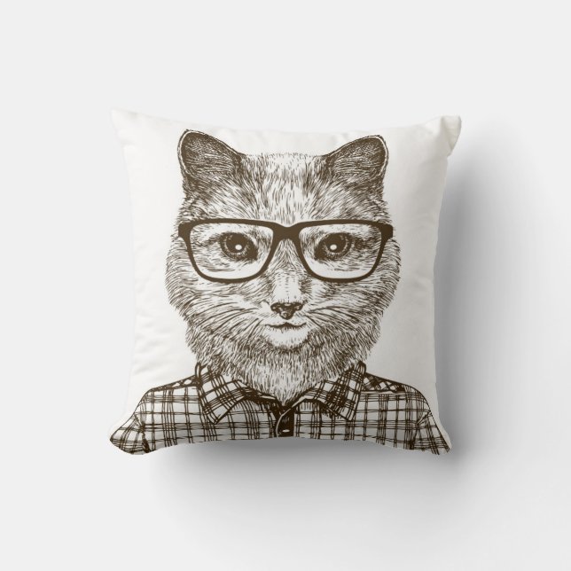 Hipster-Katze Kissen (Vorderseite)