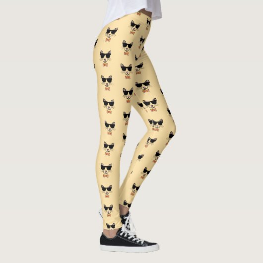 Hipster Katze mit Sonnenbrille Leggings (Rechts)