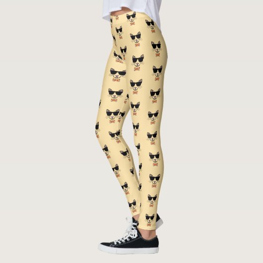 Hipster Katze mit Sonnenbrille Leggings (Links)