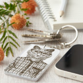 Hipster-Katze Schlüsselanhänger (Vorderseite rechts)