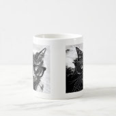 Hipster-Katze! Schwarze Katze mit übergroßen Kaffeetasse (Mittel)