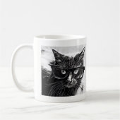Hipster-Katze! Schwarze Katze mit übergroßen Kaffeetasse (Links)