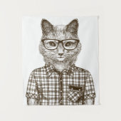 Hipster-Katze Wandteppich (Vorderseite)