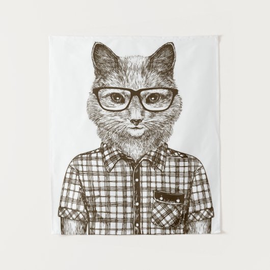 Hipster-Katze Wandteppich (Vorderseite)