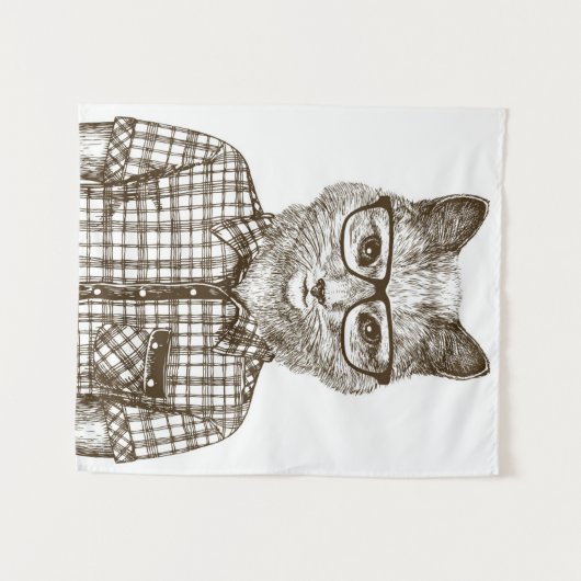 Hipster-Katze Wandteppich (Vorderseite (Horizontal))