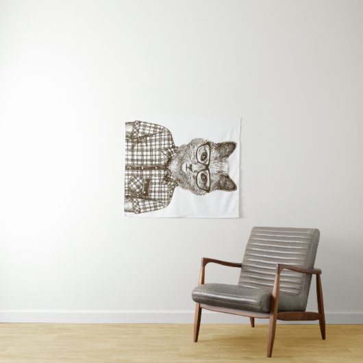 Hipster-Katze Wandteppich (Beispiel (Horizontal))