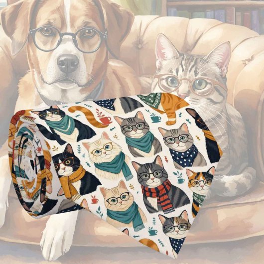 Hipster-Katzen mit Brille Illustrationen Krawatte
