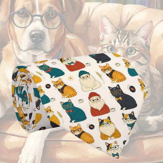 Hipster-Katzen mit Brille Illustrationen Krawatte