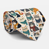 Hipster-Katzen mit Brille Illustrationen Krawatte (Gerollt)
