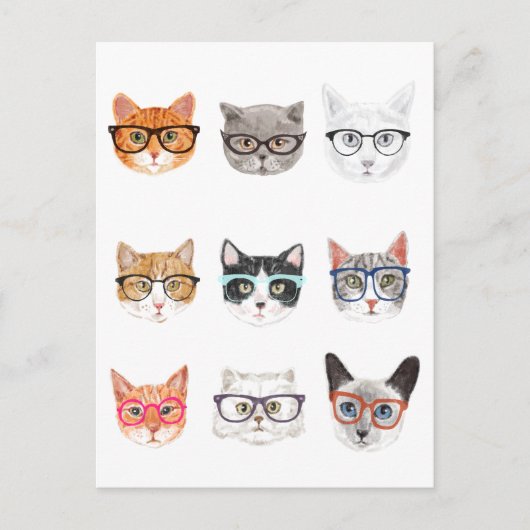 Hipster-Katzen Postkarte (Vorderseite)