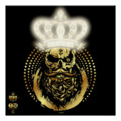 Hipster King Skull König Barbu Schnurrbart Poster (Vorderseite)