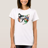 Hipster Kitty mit Brille T-Shirt (Vorderseite)