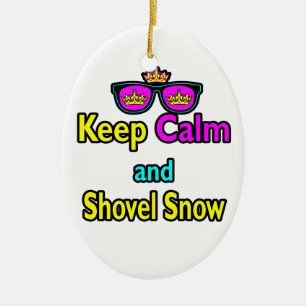Hipster-Krone-Sonnenbrille Keep Calm And Schaufel Keramikornament