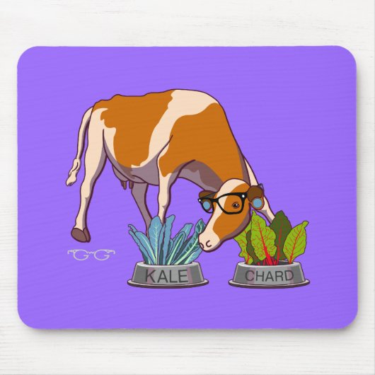 Hipster-Kuh (ohne Text) Mousepad (Vorne)