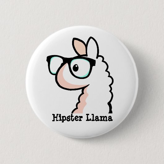 Hipster-Lama Button (Vorderseite)