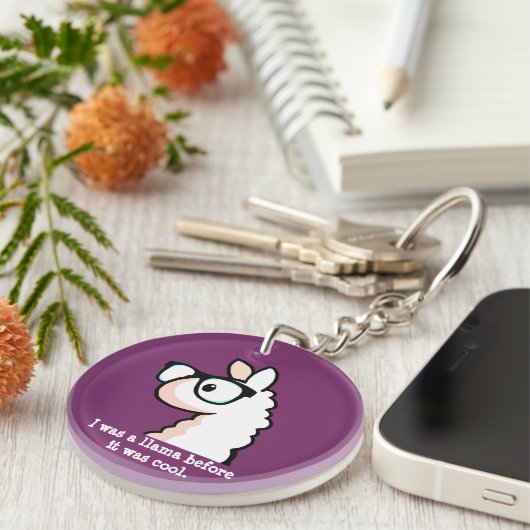 Hipster-Lama Schlüsselanhänger (Vorderseite rechts)