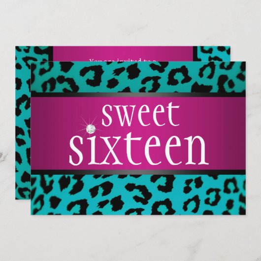 Hipster Leopard 16 . Geburtstag Einladung (Vorne/Hinten)