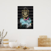 Hipster Lion on Stripe Poster (Küche)