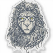 Hipster Lion with Glasses Sticker | Cool Geek King (Vorderseite)