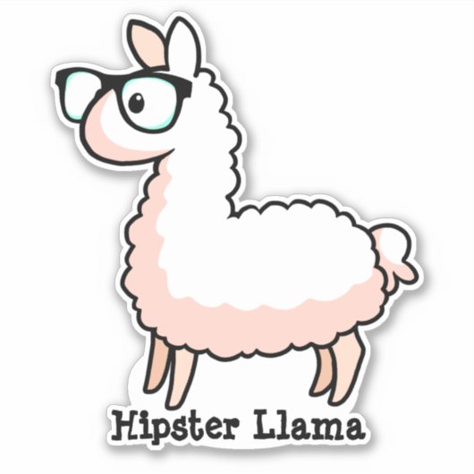 Hipster Llama Aufkleber (Vorderseite)