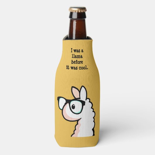 Hipster Llama Flaschenkühler (Flaschenvorderseite)