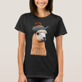 Hipster Llama in Beanie Spaß Pop T-Shirt (Vorderseite)