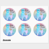 Hipster Llama Rainbow Glitzer Ombre Runder Aufkleber (Blatt)