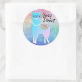 Hipster Llama Rainbow Glitzer Ombre Runder Aufkleber (Tasche)