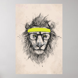 Hipster Löwe (heller Hintergrund) Poster