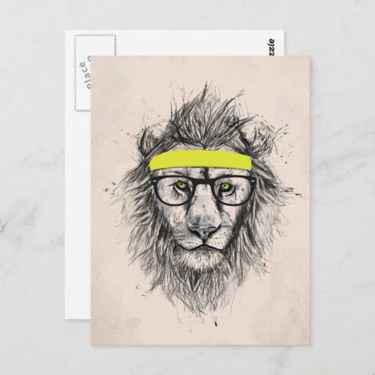 Hipster Löwe (heller Hintergrund) Postkarte (Vorne/Hinten)