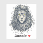 Hipster-Löwe mit Brille Sticker | Cooler Geek-Köni (Blatt)