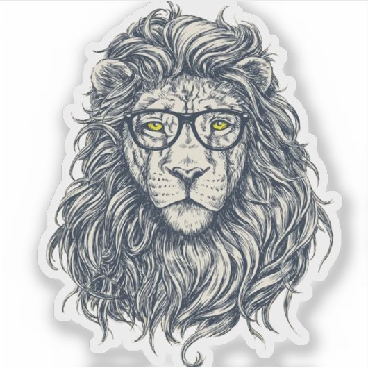 Hipster-Löwe mit Brille Sticker | Cooler Geek-Köni (Vorderseite)