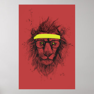 Hipster Löwe (rot) Poster