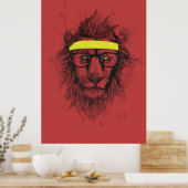 Hipster Löwe (rot) Poster (Küche)