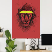 Hipster Löwe (rot) Poster (Heimbüro)