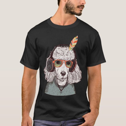 Hipster Lustiger Pudel T-Shirt (Vorderseite)